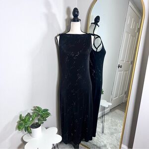 Eve Adams 90s Black Goth Shimmery Slip Sleeveless Dress